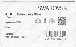 SWAROVSKI 4706 17MM AQUAMARINE F factory pack
