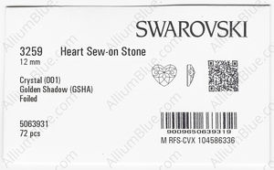 SWAROVSKI 3259 12MM CRYSTAL GOL.SHADOW F factory pack