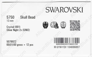 SWAROVSKI 5750 13MM CRYSTAL SILVNIG2 factory pack