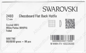 SWAROVSKI 2493 12MM CRYSTAL WHITE-PAT M HF factory pack