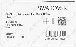SWAROVSKI 2493 10MM CRYSTAL SILVER-PAT M HF factory pack