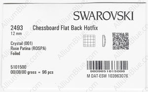 SWAROVSKI 2493 12MM CRYSTAL ROSE-PAT M HF factory pack