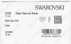 SWAROVSKI 3259 12MM WHITE OPAL F factory pack