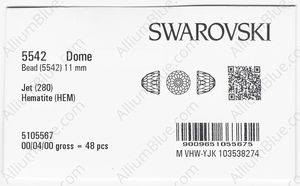 SWAROVSKI 5542 11MM JET HEMAT factory pack