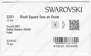 SWAROVSKI 3201 12MM CRYSTAL GOL.SHADOW F factory pack