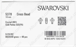 SWAROVSKI 5378 18MM CRYSTAL GOLD-PAT factory pack