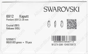 SWAROVSKI 6912 28MM CRYSTAL VOLC P T1152 factory pack