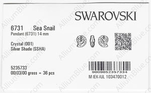 SWAROVSKI 6731 14MM CRYSTAL SILVSHADE factory pack