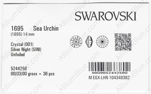SWAROVSKI 1695 14MM CRYSTAL SILVNIGHT factory pack