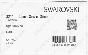 SWAROVSKI 3211 18X12MM LIGHT SIAM F factory pack