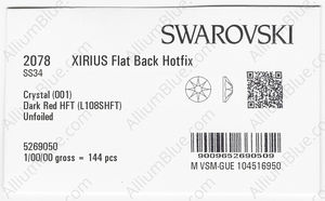 SWAROVSKI 2078 SS 34 CRYSTAL DKRED_S HFT factory pack
