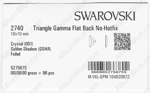 SWAROVSKI 2740 10X10MM CRYSTAL GOL.SHADOW F factory pack
