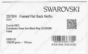 SWAROVSKI 2078/H SS 34 CRYSTAL SCARABGRE A HF GM factory pack