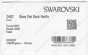 SWAROVSKI 2402 6MM CRYSTAL DORADO M HF factory pack