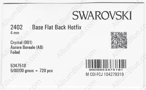 SWAROVSKI 2402 4MM CRYSTAL AB M HF factory pack