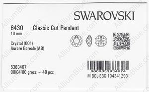 SWAROVSKI 6430 10MM CRYSTAL AB factory pack