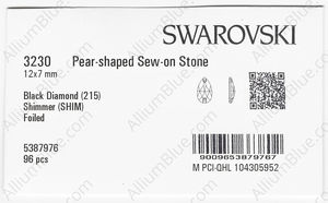 SWAROVSKI 3230 12X7MM BLACK DIAMOND SHIMMER F factory pack