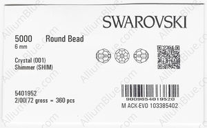SWAROVSKI 5000 6MM CRYSTAL SHIMMER factory pack