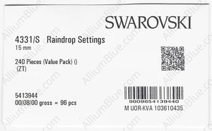 SWAROVSKI 4331/S 15MM 3P00CZ factory pack