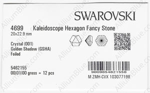 SWAROVSKI 4699 20X22.9MM CRYSTAL GOL.SHADOW F factory pack