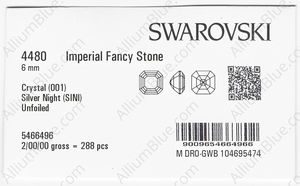 SWAROVSKI 4480 6MM CRYSTAL SILVNIGHT factory pack