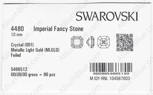 SWAROVSKI 4480 10MM CRYSTAL METLGTGOLD F factory pack