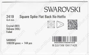 SWAROVSKI 2419 4X4MM CRYSTAL VOLC F factory pack