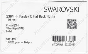 SWAROVSKI 2364 10X6MM CRYSTAL SILVNIGHT M HF factory pack