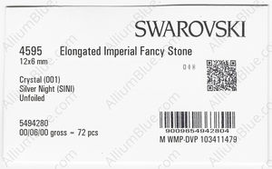 SWAROVSKI 4595 12X6MM CRYSTAL SILVNIGHT factory pack