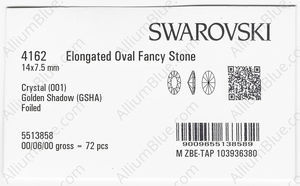 SWAROVSKI 4162 14X7.5MM CRYSTAL GOL.SHADOW F factory pack