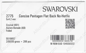 SWAROVSKI 2775 5X4.2MM CRYSTAL AB F factory pack