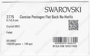 SWAROVSKI 2775 6.7X5.6MM CRYSTAL F factory pack