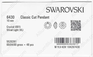 SWAROVSKI 6430 10MM CRYSTAL VL P factory pack