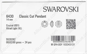 SWAROVSKI 6430 14MM CRYSTAL VL P factory pack