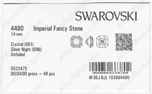 SWAROVSKI 4480 14MM CRYSTAL SILVNIGHT factory pack