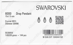 SWAROVSKI 6000 15X7.5MM CRYSTAL SHIMMER factory pack