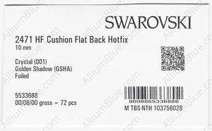 SWAROVSKI 2471 10MM CRYSTAL GOL.SHADOW M HF factory pack