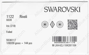 SWAROVSKI 1122 SS 39 IRIS F factory pack