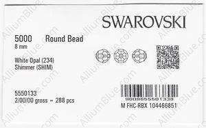 SWAROVSKI 5000 8MM WHITE OPAL SHIMMER factory pack