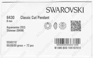 SWAROVSKI 6430 8MM AQUAMARINE SHIMMER factory pack