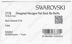 SWAROVSKI 2776 16.5X8.4MM BLACK DIAMOND F factory pack