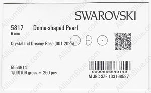 SWAROVSKI 5817 6MM CRYSTAL IRID DREAMY ROSE PRL factory pack
