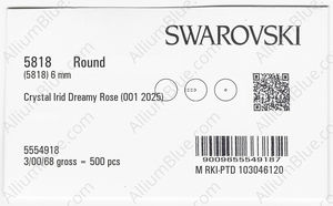 SWAROVSKI 5818 6MM CRYSTAL IRID DREAMY ROSE PRL factory pack
