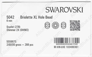 SWAROVSKI 5042 6MM SCARLET SHIMMER2 factory pack