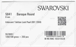 SWAROVSKI 5841 8MM CRYSTAL IRID TAHIT LOOK PRL factory pack