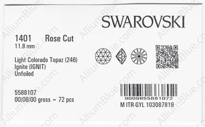SWAROVSKI 1401 11.8MM LIGHT COLORADO TOPAZ IGNITE factory pack