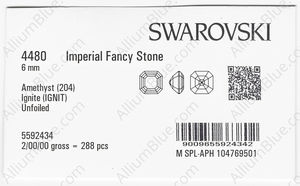 SWAROVSKI 4480 6MM AMETHYST IGNITE factory pack