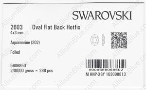 SWAROVSKI 2603 4X3MM AQUAMARINE M HF factory pack