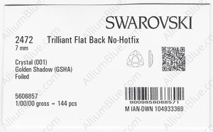 SWAROVSKI 2472 7MM CRYSTAL GOL.SHADOW F factory pack