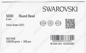 SWAROVSKI 5000 8MM CITRUS GREEN factory pack